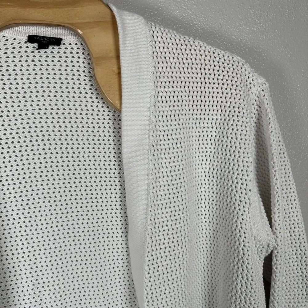 Talbots Open Knit Cardigan Sweater Womens Plus 2X Cotton Blend Minimalist Beachy